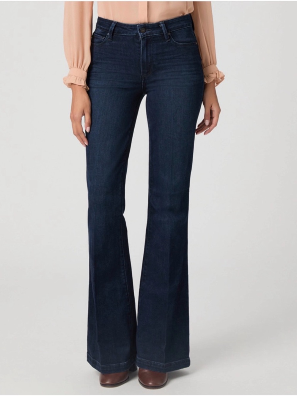 PAIGE Genevieve Dark Indigo Flare Jeans Size 23 - Picture 2 of 10